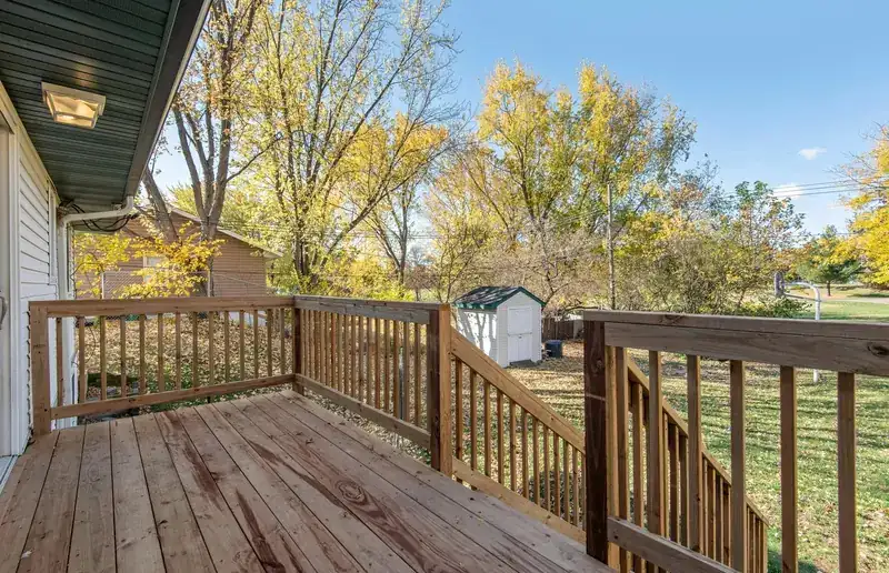 Protected backyard wood deck